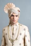 Gargee Designers Peach Silk Embroidery, Metallic Thread Rajveer Ivory Sherwani Set at Aza Fashions Gargee Designers_Peach Silk Embroidery, Metallic Thread Rajveer Ivory Sherwani Set _at_Aza_Fashions