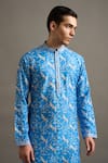 Shop Gargee Designers Cobalt Chanderi Silk Embroidery Neel Vistaar Kurta Set Online at Aza Fashions Shop_Gargee Designers_Cobalt Chanderi Silk Embroidery Neel Vistaar Kurta Set _Online_at_Aza_Fashions