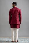 Shop_Gargee Designers_Maroon Dupion Embroidery Majesty Jacket Kurta Set _at_Aza_Fashions