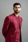 Shop_Gargee Designers_Maroon Dupion Embroidery Majesty Jacket Kurta Set _Online_at_Aza_Fashions