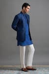Buy_Gargee Designers_Blue Dupion Embroidery Sapphire Regal Jacket Kurta Set _Online_at_Aza_Fashions