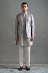 Buy Gargee Designers Gray Silk Beads, Stones, Embroidery Nakshatra Jacket And Kurta Set at Aza Fashions Buy_Gargee Designers_Gray Silk Beads, Stones, Embroidery Nakshatra Jacket And Kurta Set _at_Aza_Fashions
