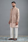 Buy_Gargee Designers_Beige Silk Embroidery Surya Jacket And Kurta Set _Online_at_Aza_Fashions