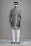 Buy Gargee Designers Green Suede Cut Work Vana Jacket And Kurta Set at Aza Fashions Buy_Gargee Designers_Green Suede Cut Work Vana Jacket And Kurta Set _at_Aza_Fashions