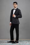 Shop Gargee Designers Black Jacquard Embroidery Rajat Tuxedo Pant Set at Aza Fashions Shop_Gargee Designers_Black Jacquard Embroidery Rajat Tuxedo Pant Set _at_Aza_Fashions