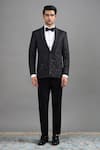 Buy Gargee Designers Black Jacquard Embroidery Rajat Tuxedo Pant Set at Aza Fashions Buy_Gargee Designers_Black Jacquard Embroidery Rajat Tuxedo Pant Set _at_Aza_Fashions