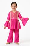 Buy_Tiny Pants_Pink Cotton, Georgette Embroidery, Mirrors, Tassels Kurta With Pant _at_Aza_Fashions