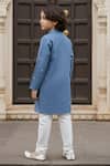 Shop Fayon Kids Blue Cotton Embroidery Kurta With Pant at Aza Fashions Shop_Fayon Kids_Blue Cotton Embroidery Kurta With Pant _at_Aza_Fashions