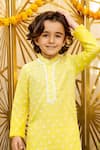 Fayon Kids Yellow Chanderi, Crepe Embroidery, Lace Ombre Kurta With Salwar Online at Aza Fashions Fayon Kids_Yellow Chanderi, Crepe Embroidery, Lace Ombre Kurta With Salwar _Online_at_Aza_Fashions