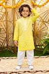 Buy Fayon Kids Yellow Chanderi, Crepe Embroidery, Lace Ombre Kurta With Salwar at Aza Fashions Buy_Fayon Kids_Yellow Chanderi, Crepe Embroidery, Lace Ombre Kurta With Salwar _at_Aza_Fashions