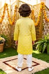 Shop Fayon Kids Yellow Chanderi, Crepe Embroidery, Lace Ombre Kurta With Salwar at Aza Fashions Shop_Fayon Kids_Yellow Chanderi, Crepe Embroidery, Lace Ombre Kurta With Salwar _at_Aza_Fashions