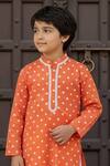 Fayon Kids_Orange Chanderi, Cotton, Crepe Embroidery, Lace Ombre Kurta With Salwar _Online_at_Aza_Fashions