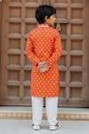 Shop_Fayon Kids_Orange Chanderi, Cotton, Crepe Embroidery, Lace Ombre Kurta With Salwar _at_Aza_Fashions