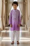 Buy Fayon Kids Purple Chanderi, Crepe Embroidery, Lace Ombre Kurta With Salwar at Aza Fashions Buy_Fayon Kids_Purple Chanderi, Crepe Embroidery, Lace Ombre Kurta With Salwar _at_Aza_Fashions