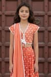 Fayon Kids Orange Chanderi, Cotton Embroidery, Lace, Tassels Ombre Lehenga Blouse Set Online at Aza Fashions Fayon Kids_Orange Chanderi, Cotton Embroidery, Lace, Tassels Ombre Lehenga Blouse Set _Online_at_Aza_Fashions
