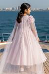 Shop_Fayon Kids_Pink Satin Fabric Flowers, Tassels Placement Floral Applique Gown _at_Aza_Fashions