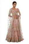 Buy_Tamanna Punjabi Kapoor_Pink Net, Chanderi Silk V Neck Embroidered Bridal Lehenga Set _at_Aza_Fashions