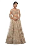 Buy_Tamanna Punjabi Kapoor_Off White Net One Shoulder Embroidered Bridal Lehenga Set _at_Aza_Fashions