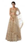 Buy_Tamanna Punjabi Kapoor_Off White Net, Chanderi Silk Sweetheart Neck Embroidered Bridal Lehenga Set_at_Aza_Fashions