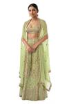 Buy_Tamanna Punjabi Kapoor_Green Georgette Sweetheart Neck Embroidered Sharara With Cape Set _at_Aza_Fashions