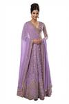 Buy_Tamanna Punjabi Kapoor_Purple Georgette V Neck Embroidered Bridal Lehenga Set _at_Aza_Fashions