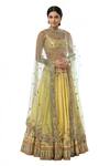 Buy_Tamanna Punjabi Kapoor_Yellow Net, Chanderi Round Bridal Lehenga Set _at_Aza_Fashions
