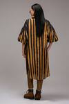 Shop_MATI_1_Brown Cotton V-neck, Collared Long Striped Tunic _at_Aza_Fashions