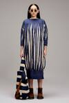 MATI_1_Off White Cotton Round Neck Striped Pleated Midi Dress _Online_at_Aza_Fashions