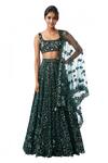 Buy_Tamanna Punjabi Kapoor_Green Net Round Embroidered Bridal Lehenga Set _at_Aza_Fashions
