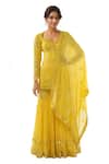 Buy_Tamanna Punjabi Kapoor_Yellow Georgette Heart Embroidered Sharara Set _at_Aza_Fashions