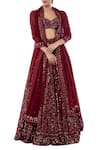 Tamanna Punjabi Kapoor_Maroon Georgette Decolletage Embroidered Bridal Lehenga Set _at_Aza_Fashions