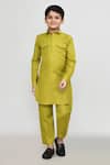 Buy_Petite Pomme_Green Jacquard Plain Kurta With Pant _at_Aza_Fashions