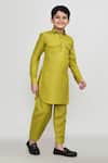 Petite Pomme_Green Jacquard Plain Kurta With Pant _at_Aza_Fashions