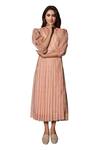 Buy The Loom Art Peach Kota Doriya Silk Thread Embroidery V Neck Pleated Midi Dress at Aza Fashions Buy_The Loom Art_Peach Kota Doriya Silk Thread Embroidery V Neck Pleated Midi Dress _at_Aza_Fashions