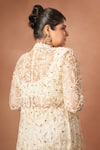 Buy_Asaga_Ivory Tulle, Satin, Organza Cut Work, Moon Pie Hand Jacket And Skirt Set 