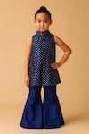 Buy_Tiny Pants_Blue Dupion Printed Kurta With Sharara _at_Aza_Fashions
