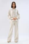 Raw & Rustic By Niti Bothra_Beige Linen Collared, Button-down Neck Shirt And Pant Set _Online_at_Aza_Fashions