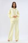 Buy_Raw & Rustic By Niti Bothra_Yellow Linen Collared Shirt And Pant Set _at_Aza_Fashions