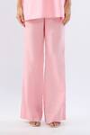 Buy_Raw & Rustic By Niti Bothra_Pink Linen Collared, V-neck Top And Pant Set _Online_at_Aza_Fashions