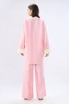 Shop_Raw & Rustic By Niti Bothra_Pink Linen Collared, V-neck Top And Pant Set _at_Aza_Fashions