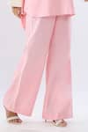 Raw & Rustic By Niti Bothra_Pink Linen Collared, V-neck Top And Pant Set _Online_at_Aza_Fashions