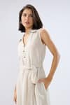 Buy Raw & Rustic By Niti Bothra Beige Linen Collared, V-neck Sleeveless Midi Dress Online at Aza Fashions Buy_Raw & Rustic By Niti Bothra_Beige Linen Collared, V-neck Sleeveless Midi Dress _Online_at_Aza_Fashions