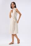 Shop Raw & Rustic By Niti Bothra Beige Linen Collared, V-neck Sleeveless Midi Dress Online at Aza Fashions Shop_Raw & Rustic By Niti Bothra_Beige Linen Collared, V-neck Sleeveless Midi Dress _Online_at_Aza_Fashions