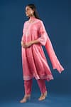 Shop_Samyukta Singhania_Pink Silk, Shantoon, Chiffon Embroidery, Sequins, Metallic Thread, Anarkali Set _Online_at_Aza_Fashions
