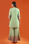 Shop Samyukta Singhania Green Crepe, Silk, Shantoon, Chiffon Embroidery, Printed And Kurta Sharara Set at Aza Fashions Shop_Samyukta Singhania_Green Crepe, Silk, Shantoon, Chiffon Embroidery, Printed And Kurta Sharara Set _at_Aza_Fashions