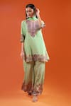 Buy Samyukta Singhania Green Crepe, Silk, Shantoon, Chiffon Embroidery, Printed And Kurta Sharara Set Online at Aza Fashions Buy_Samyukta Singhania_Green Crepe, Silk, Shantoon, Chiffon Embroidery, Printed And Kurta Sharara Set _Online_at_Aza_Fashions