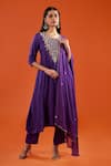 Samyukta Singhania Purple Silk, Shantoon, Chiffon Embroidery, Beads, Zari, Panelled Anarkali Set at Aza Fashions Samyukta Singhania_Purple Silk, Shantoon, Chiffon Embroidery, Beads, Zari, Panelled Anarkali Set _at_Aza_Fashions