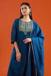 Shop Samyukta Singhania Blue Chanderi, Shantoon Embroidery, Beads, Lace Round Neck Mul Anarkali Set Online at Aza Fashions Shop_Samyukta Singhania_Blue Chanderi, Shantoon Embroidery, Beads, Lace Round Neck Mul Anarkali Set _Online_at_Aza_Fashions