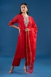 Buy Samyukta Singhania Red Organza, Silk, Shantoon Beads, Embroidery, Zari, Gota Patti, Hand Kurta Set Online at Aza Fashions Buy_Samyukta Singhania_Red Organza, Silk, Shantoon Beads, Embroidery, Zari, Gota Patti, Hand Kurta Set _Online_at_Aza_Fashions