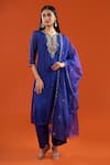 Samyukta Singhania Blue Organza, Silk Organza, Shantoon Embroidery, Beads, Zari, Kurta Pant Set at Aza Fashions Samyukta Singhania_Blue Organza, Silk Organza, Shantoon Embroidery, Beads, Zari, Kurta Pant Set _at_Aza_Fashions